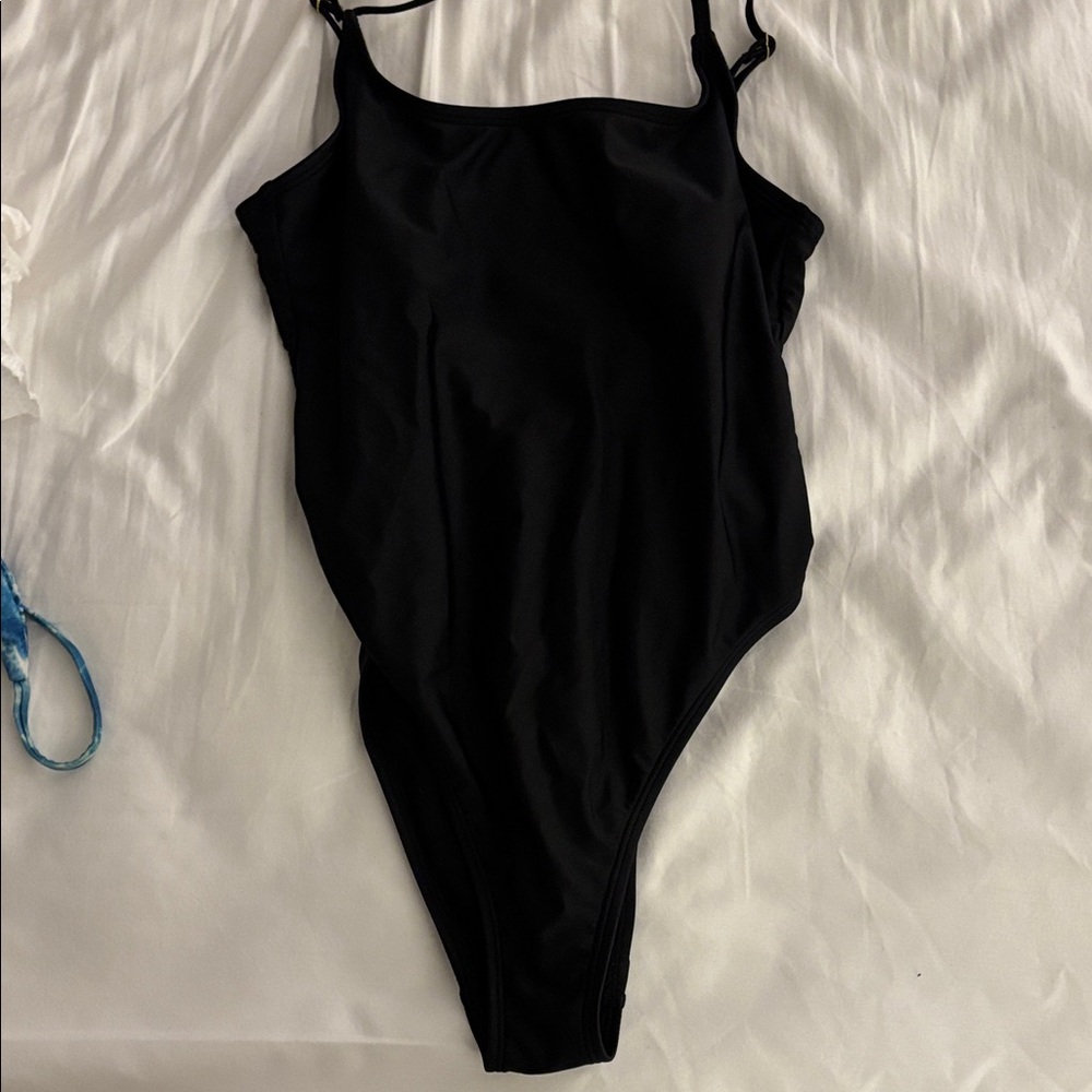 wild fable Black One-Piece Swimsuit with Adjustable Straps